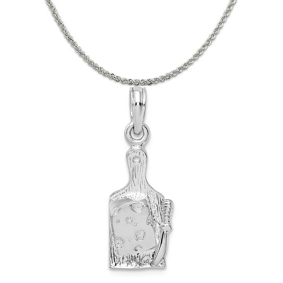 Sterling Silver Girls .8mm Box Chain 3D Mouse Sitting On Block Of Cheese Eating It Pendant Necklace Sterling Silver Girls .8mm Box Chain 3D Mouse Sitting On Block Of Cheese Eating It Pendant Necklace